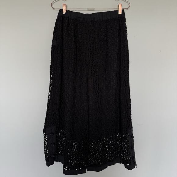 BUYKUD Pants Womens Size M/L Black Crochet Knit Wide Leg Boho Hippie Festival - Picture 7 of 7